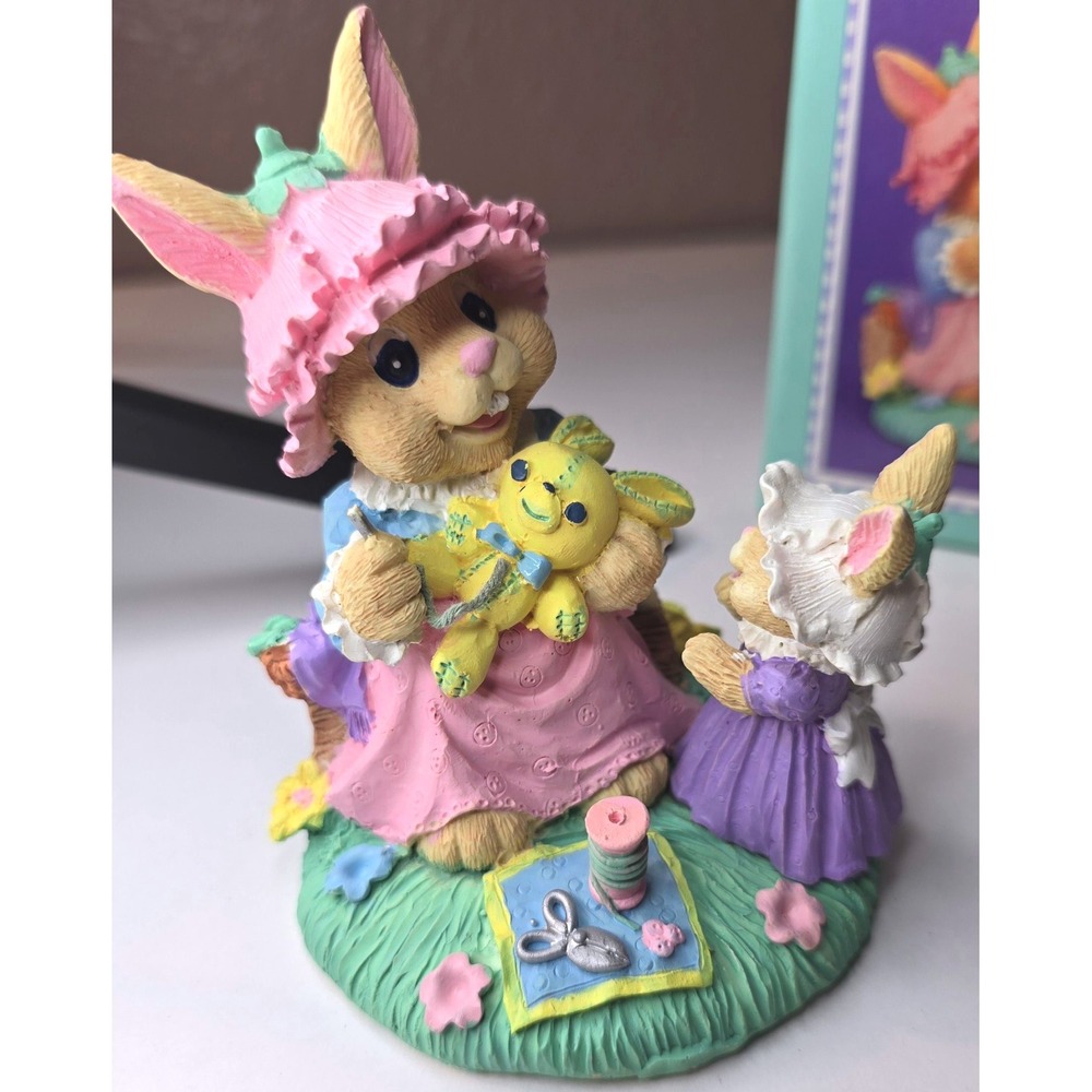 VTG‎ Carrot Patch Collection  Figurine  Mom/Child Sewing Toys 4" Tall  With Box